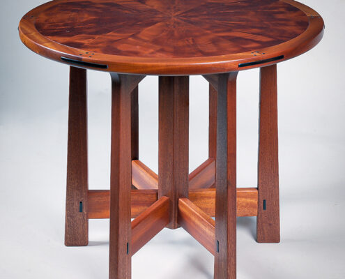 Starburst Taboret Table in the style of Greene and Greene